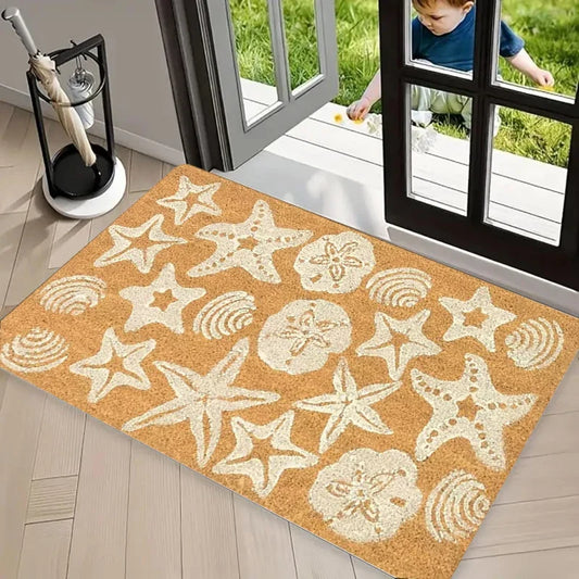 Ocean Shell Fish Printed Non-Slip Doormat, Washable Entrance Rug, Fade-Resistant Floor Mat in 3 Sizes - product view 1