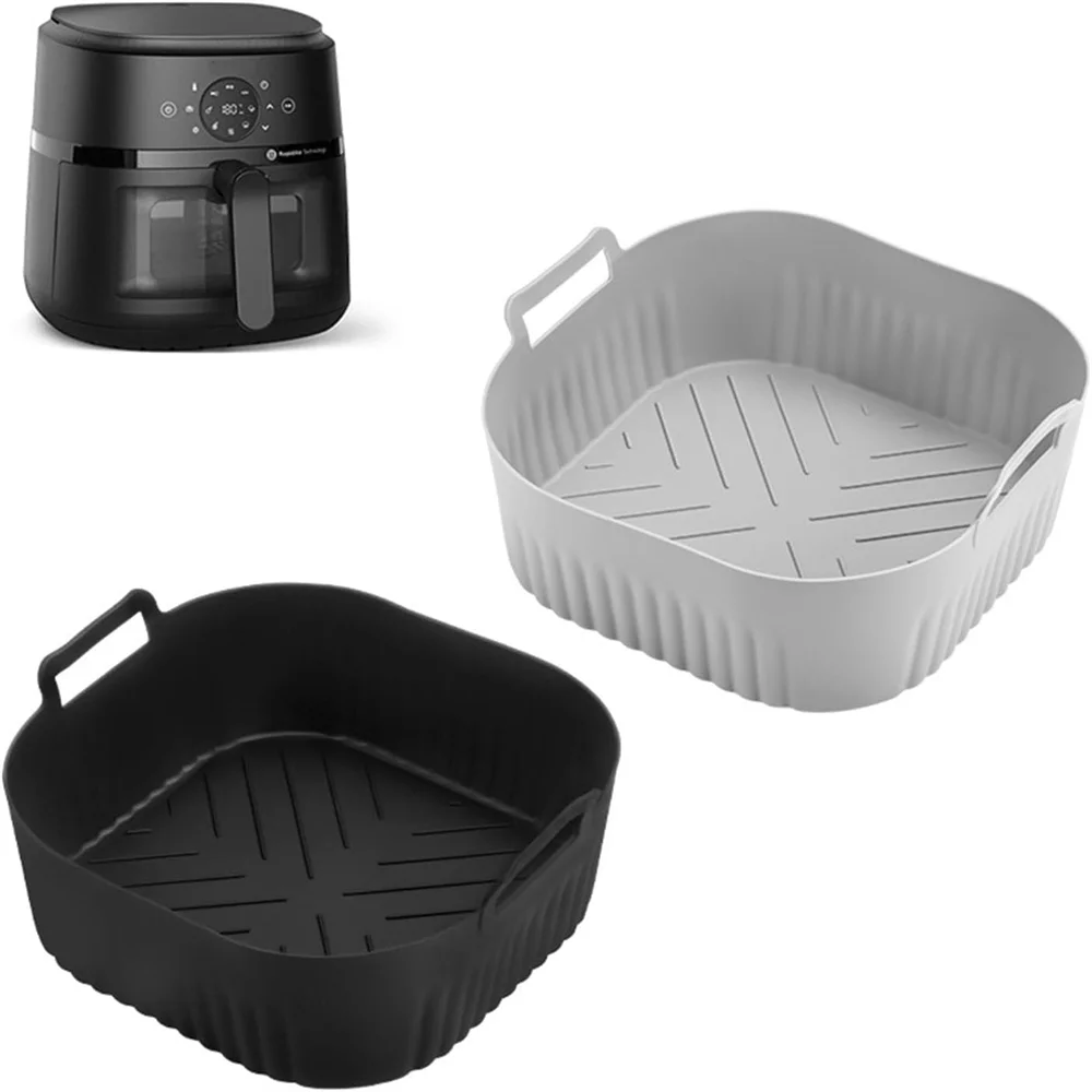 Silicone Air Fryer Liner, Raised Airflow Base, Non-Stick Reusable Tray for Baking, Roasting, Frying and Grease Control - product view 1