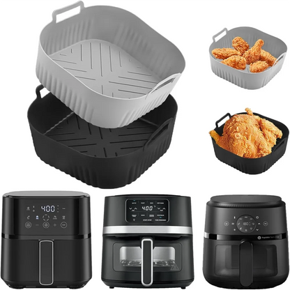 Silicone Air Fryer Liner, Raised Airflow Base, Non-Stick Reusable Tray for Baking, Roasting, Frying and Grease Control - product view 4