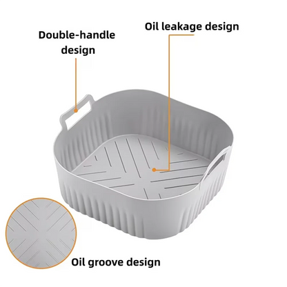 Silicone Air Fryer Liner, Raised Airflow Base, Non-Stick Reusable Tray for Baking, Roasting, Frying and Grease Control - product view 6