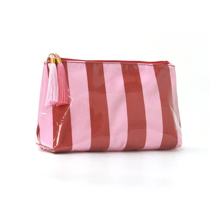 Striped Toiletry Bag, Fringe and Zipper Waterproof Travel Cosmetic Case for Makeup and Brushes, 8 Color Options - product view 2
