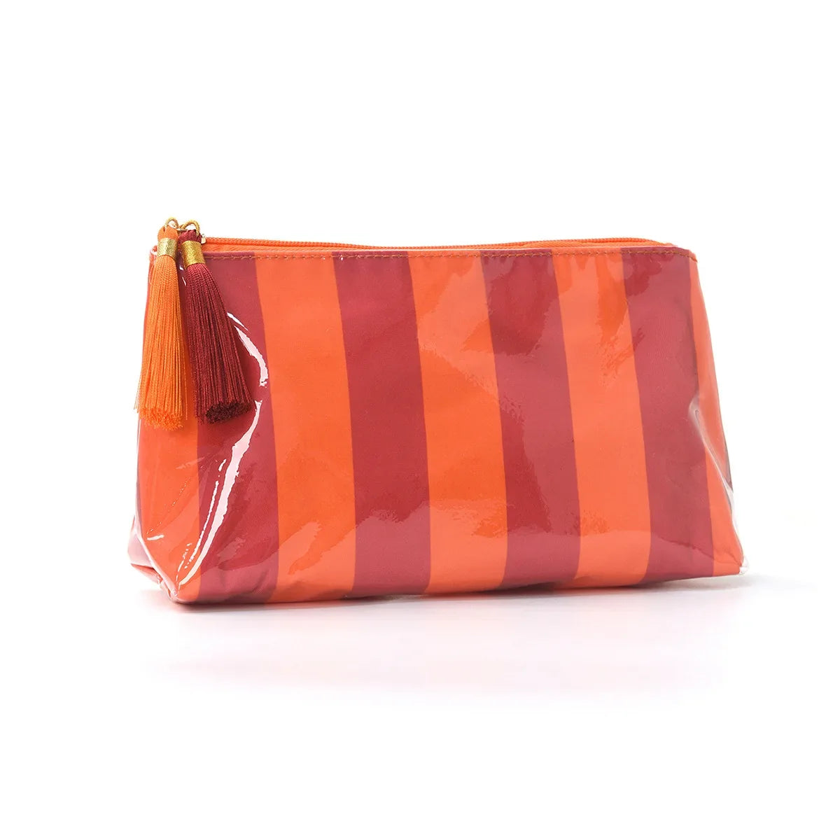 Striped Toiletry Bag, Fringe and Zipper Waterproof Travel Cosmetic Case for Makeup and Brushes, 8 Color Options - product view 3