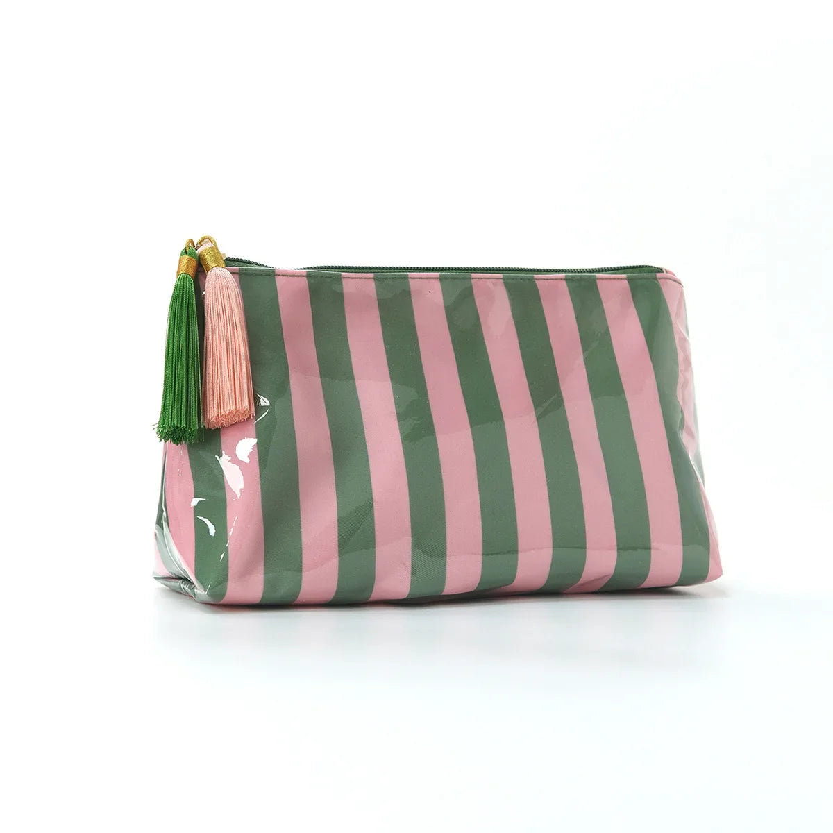 Striped Toiletry Bag, Fringe and Zipper Waterproof Travel Cosmetic Case for Makeup and Brushes, 8 Color Options - product view 4