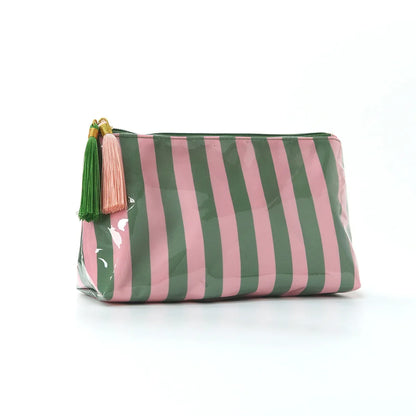 Striped Toiletry Bag, Fringe and Zipper Waterproof Travel Cosmetic Case for Makeup and Brushes, 8 Color Options - product view 4