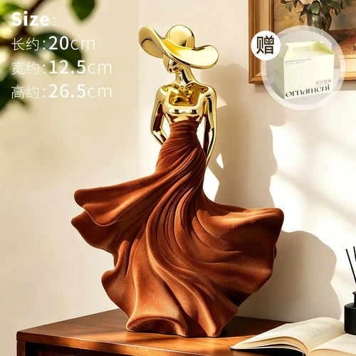 Modern Resin Figurine, Electroplated Decorative People Sculpture in Brown for Elegant Home Gift Display - product view 1