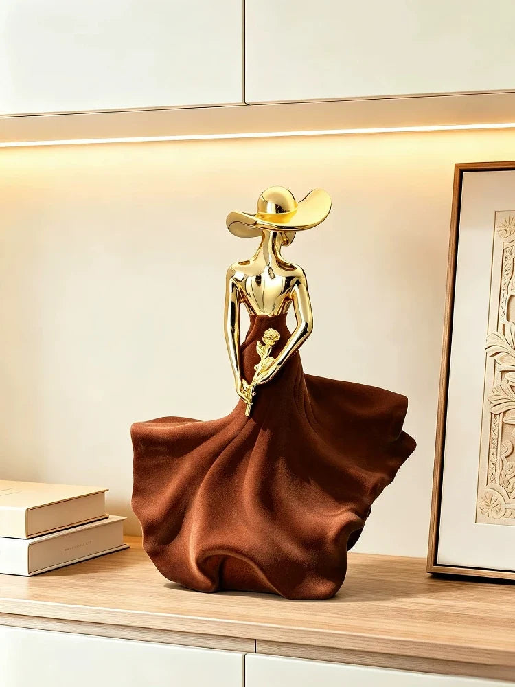 Modern Resin Figurine, Electroplated Decorative People Sculpture in Brown for Elegant Home Gift Display - product view 4