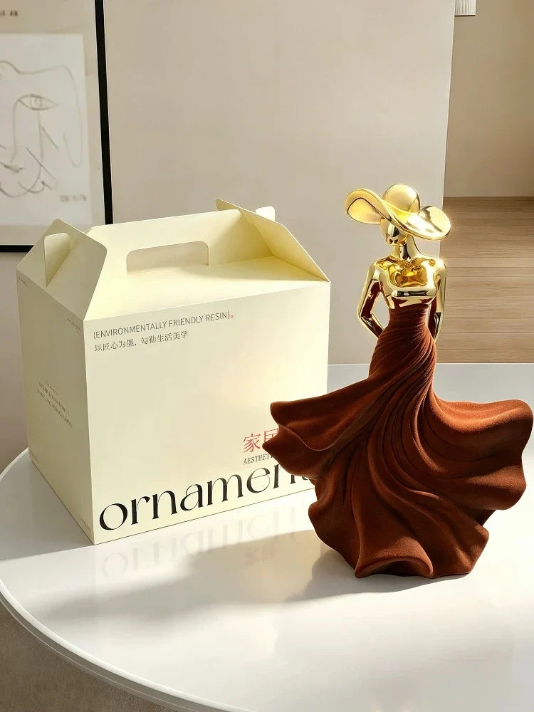 Modern Resin Figurine, Electroplated Decorative People Sculpture in Brown for Elegant Home Gift Display - product view 5