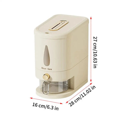 Rice Storage Container, 5kg Airtight Plastic Dispenser with Measuring Cup, Push-Button Serving for Kitchen Pantry - product view 1