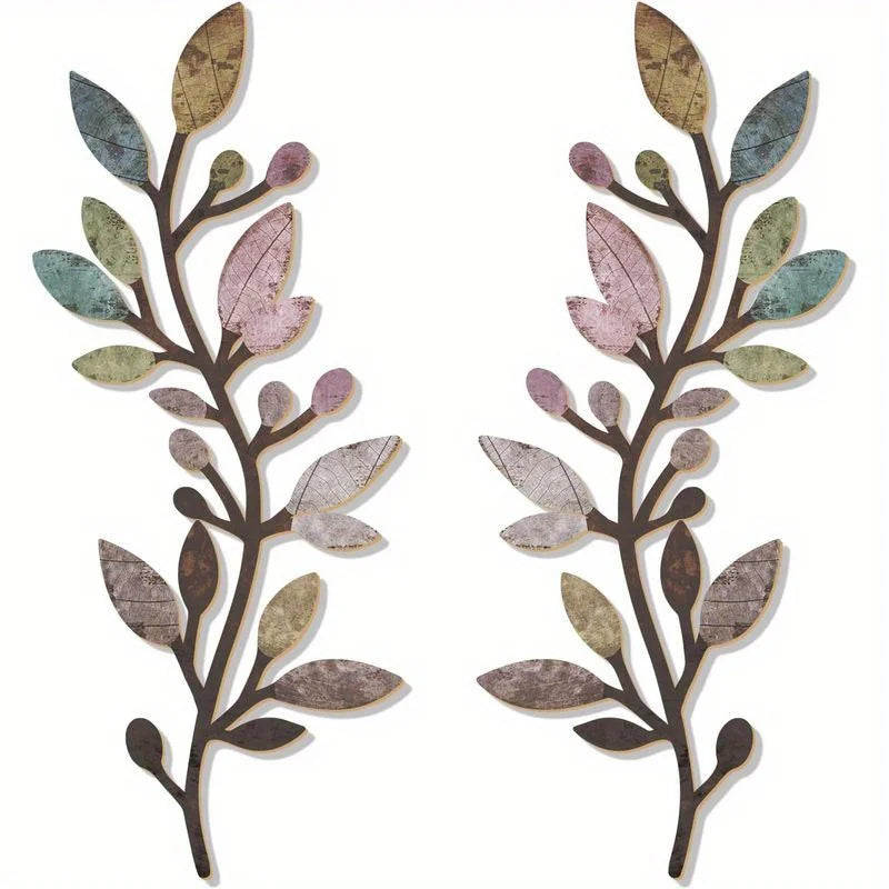 Boho Leaf Wall Sculpture, Modern Decorative Wall-Mounted Accent, 1-Piece or 2-Piece Option for Living Rooms - product view 4
