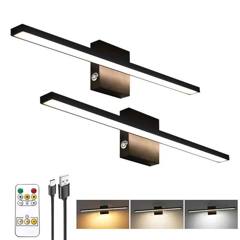 Rechargeable LED Picture Light, 6000mAh Battery, Remote and Touch Control, Dimmable Aluminum Wall Sconce, 40 or 60 cm - product view 3