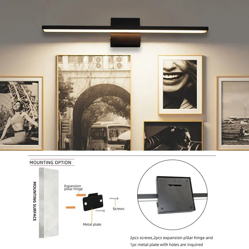Rechargeable LED Picture Light, 6000mAh Battery, Remote and Touch Control, Dimmable Aluminum Wall Sconce, 40 or 60 cm - product view 6