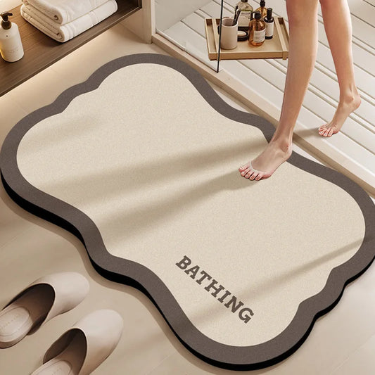 Floral Suede Bathroom Rug, Quick-Dry Absorbent Non-Slip Mat, Washable Floor Runner in 40x60, 50x80 or 60x90cm - product view 1