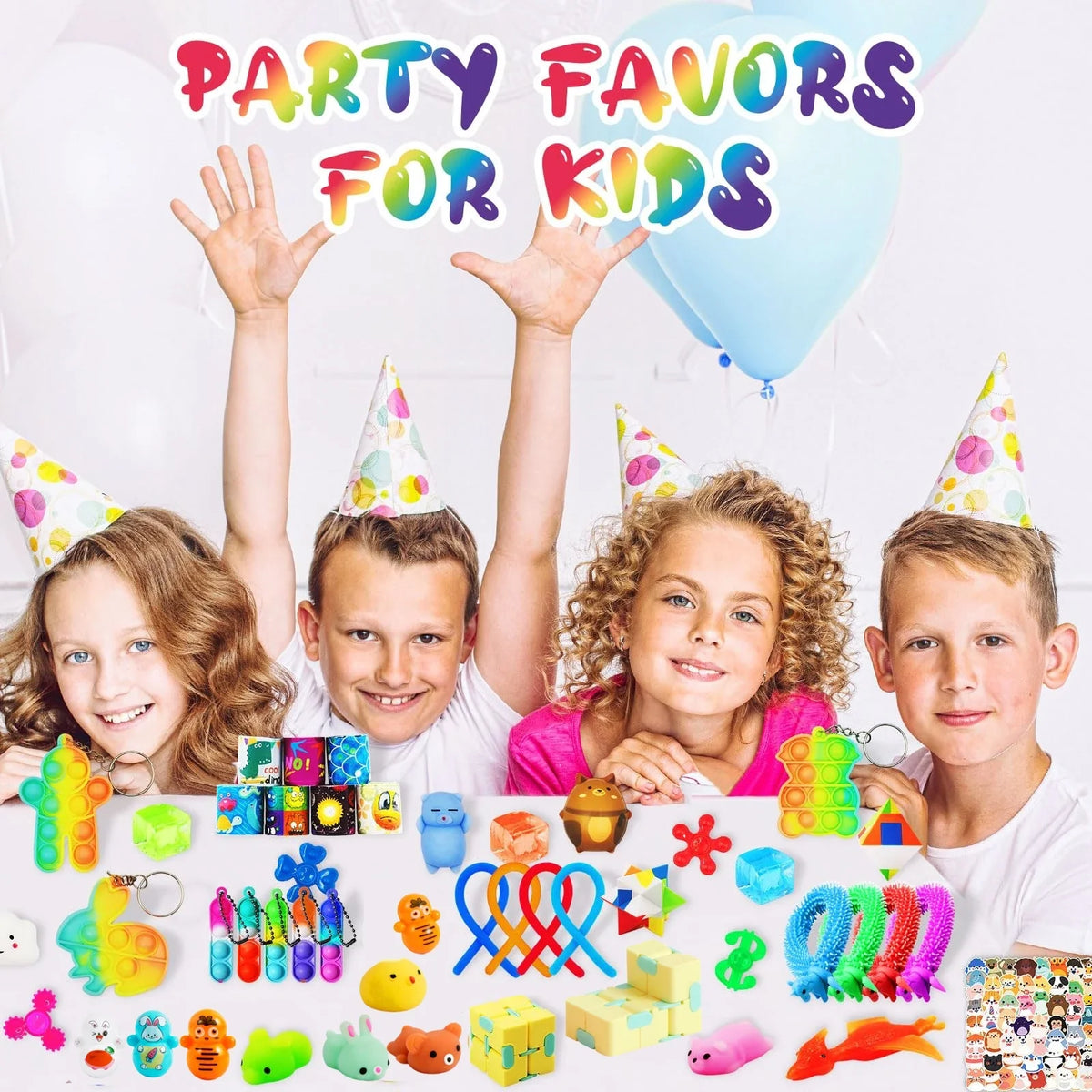 Kids' Party Favor Fidget Toys Bulk Set, 62 or 124 Pieces, Plastic Treasure Box Prizes and Stocking Stuffers - product view 5
