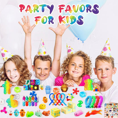 Kids' Party Favor Fidget Toys Bulk Set, 62 or 124 Pieces, Plastic Treasure Box Prizes and Stocking Stuffers - product view 5
