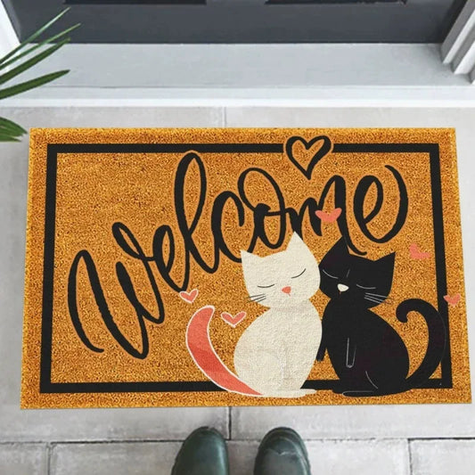 Cat Heart Doormat, Soft Non-Slip Printed Floor Mat, Easy-Care Entry Rug for Indoor Outdoor Doorways, 3 Sizes - product view 1