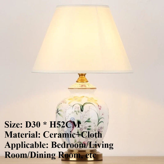 Ceramic Base Bedside Table Lamp, Included Bulb, Contemporary Design, Style A or B, US, UK, EU and AU Plug Options - product view 1