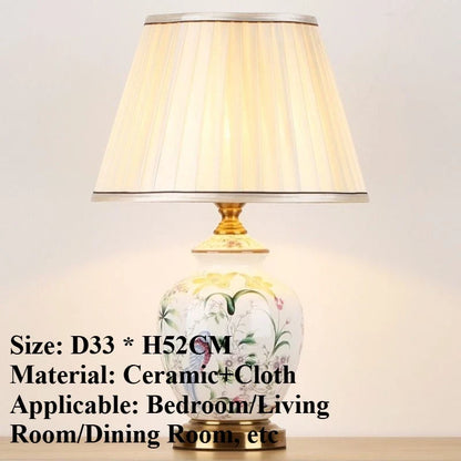 Ceramic Base Bedside Table Lamp, Included Bulb, Contemporary Design, Style A or B, US, UK, EU and AU Plug Options - product view 2