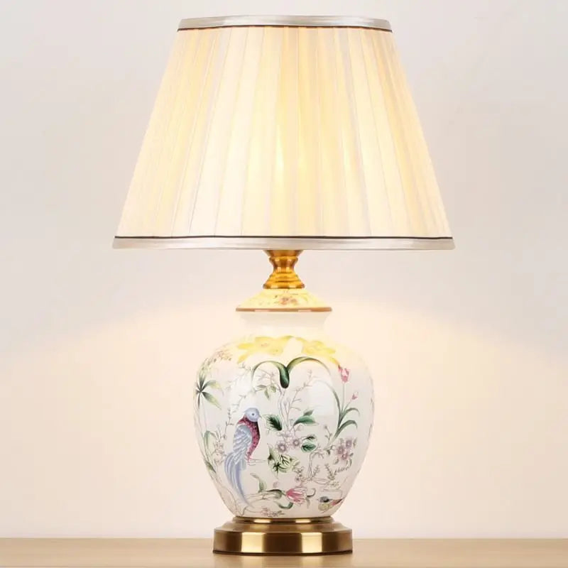 Ceramic Base Bedside Table Lamp, Included Bulb, Contemporary Design, Style A or B, US, UK, EU and AU Plug Options - product view 4