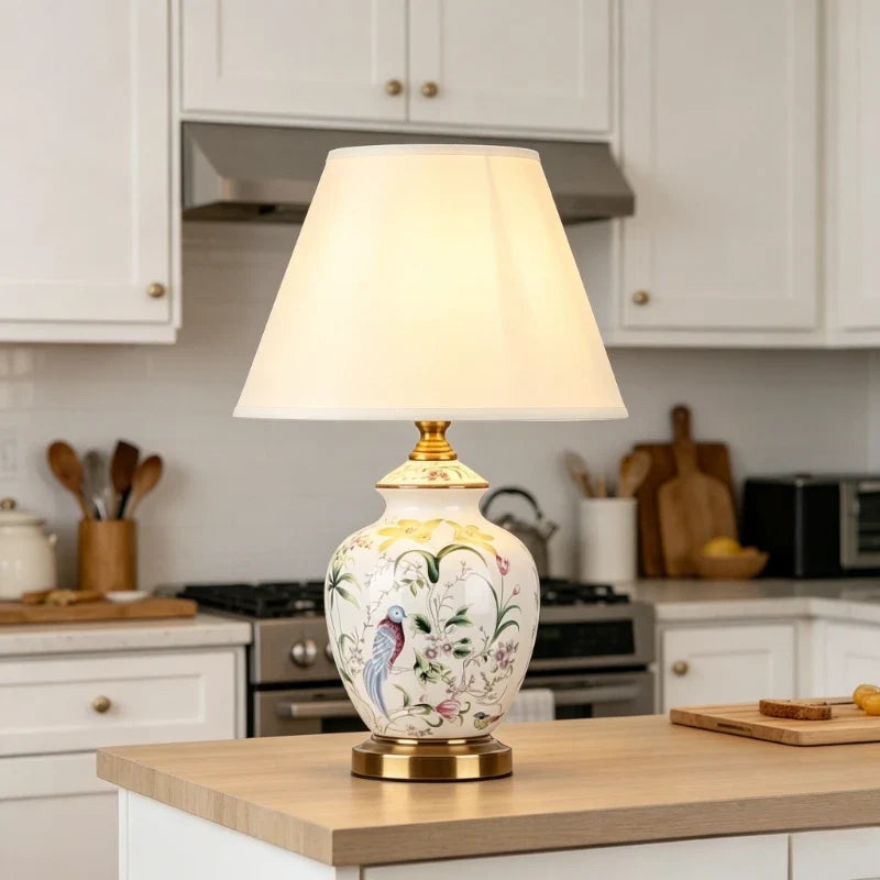 Ceramic Base Bedside Table Lamp, Included Bulb, Contemporary Design, Style A or B, US, UK, EU and AU Plug Options - product view 6