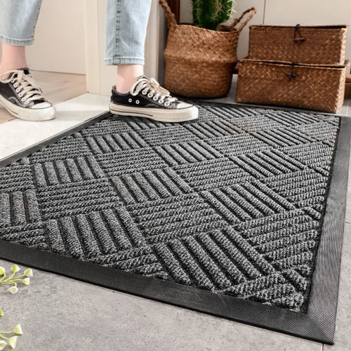 Rubber Doormat, 75 x 45 cm Striped Waterproof Anti-Slip Hallway and Front Door Entryway Mat - product view 1
