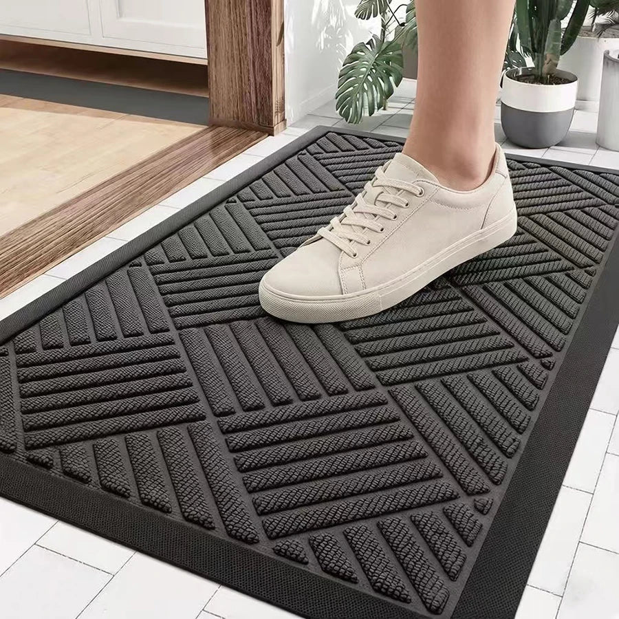 Rubber Doormat, 75 x 45 cm Striped Waterproof Anti-Slip Hallway and Front Door Entryway Mat - product view 3