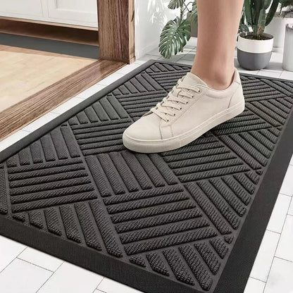 Rubber Doormat, 75 x 45 cm Striped Waterproof Anti-Slip Hallway and Front Door Entryway Mat - product view 3