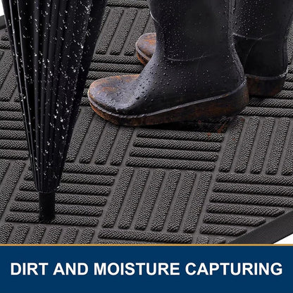 Rubber Doormat, 75 x 45 cm Striped Waterproof Anti-Slip Hallway and Front Door Entryway Mat - product view 4