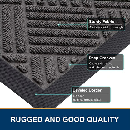 Rubber Doormat, 75 x 45 cm Striped Waterproof Anti-Slip Hallway and Front Door Entryway Mat - product view 5