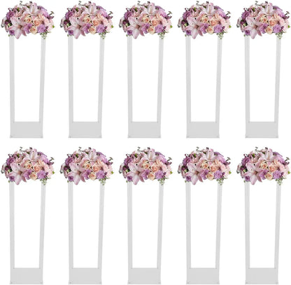 Clear Plastic Floor Vase Stand Set, 10 Freestanding Rectangular Flower Stands, 80 cm Wedding and Event Décor - product view 1