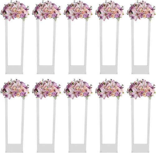 Clear Plastic Floor Vase Stand Set, 10 Freestanding Rectangular Flower Stands, 80 cm Wedding and Event Décor - product view 1