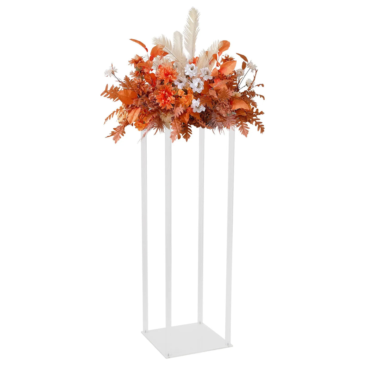 Clear Plastic Floor Vase Stand Set, 10 Freestanding Rectangular Flower Stands, 80 cm Wedding and Event Décor - product view 4