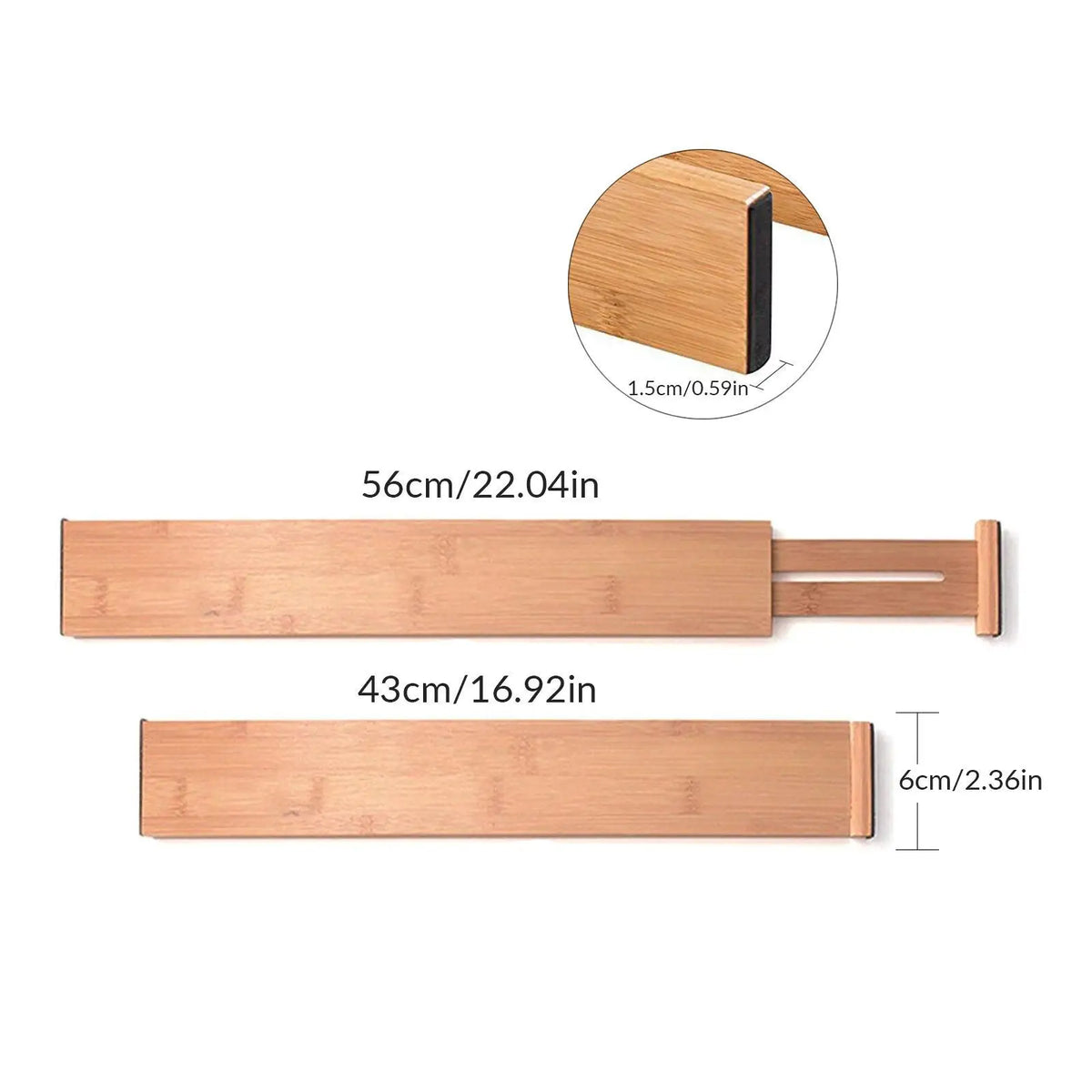 Bamboo Drawer Organizer Divider, Adjustable Spring-Fit Storage for Kitchen, Bathroom, Bedroom and Office Drawers - product view 4
