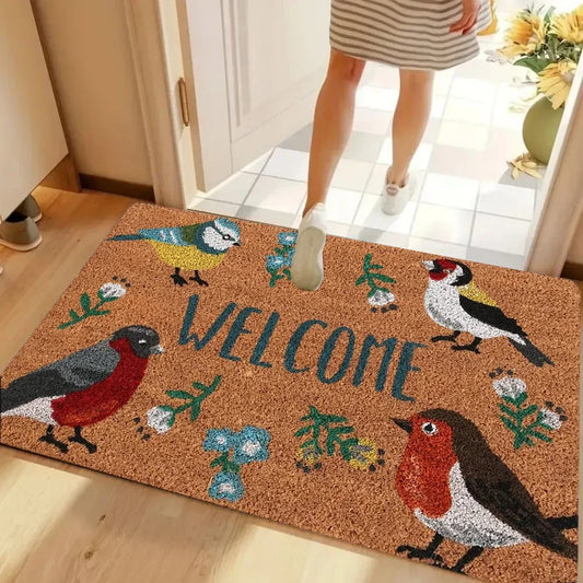 Scenic Floral Doormat, Anti-Slip PVC Backing, Plush Flannel and Sponge Layers, Washable Entryway Mat in Six Sizes - product view 1