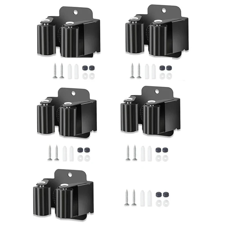Wall-Mounted Broom Holder, Stainless Steel Mop and Tool Organizer with Screws, Multi-Use Storage for Home, Garage or Garden - product view 2