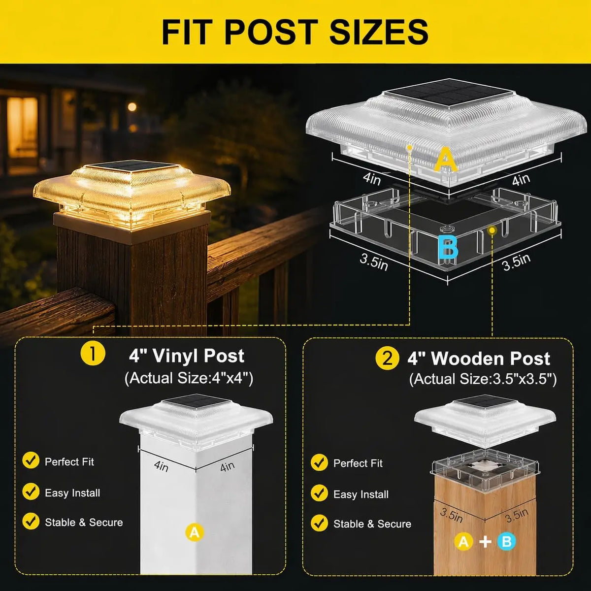 solar post cap light - product view 4