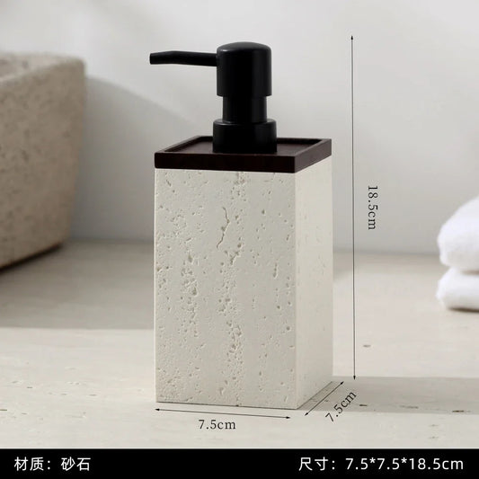 Marble Bathroom Organizer, Retro Soap Dispenser, Tissue Box, Tray, Cotton Swab Jar or Cup Options for Countertops - product view 1