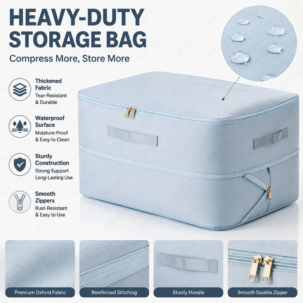 Expandable Quilt Storage Bag, Heavy-Duty Polyester Organizer with Handles and Clear Window for Clothes, Blankets and Seasonal Bedding - product view 4