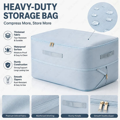 Expandable Quilt Storage Bag, Heavy-Duty Polyester Organizer with Handles and Clear Window for Clothes, Blankets and Seasonal Bedding - product view 4