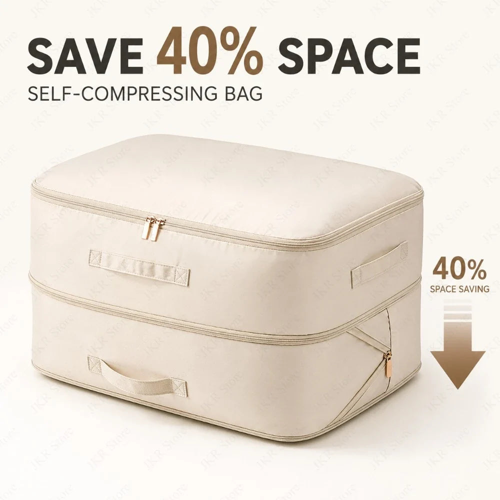 Expandable Quilt Storage Bag, Heavy-Duty Polyester Organizer with Handles and Clear Window for Clothes, Blankets and Seasonal Bedding - product view 6