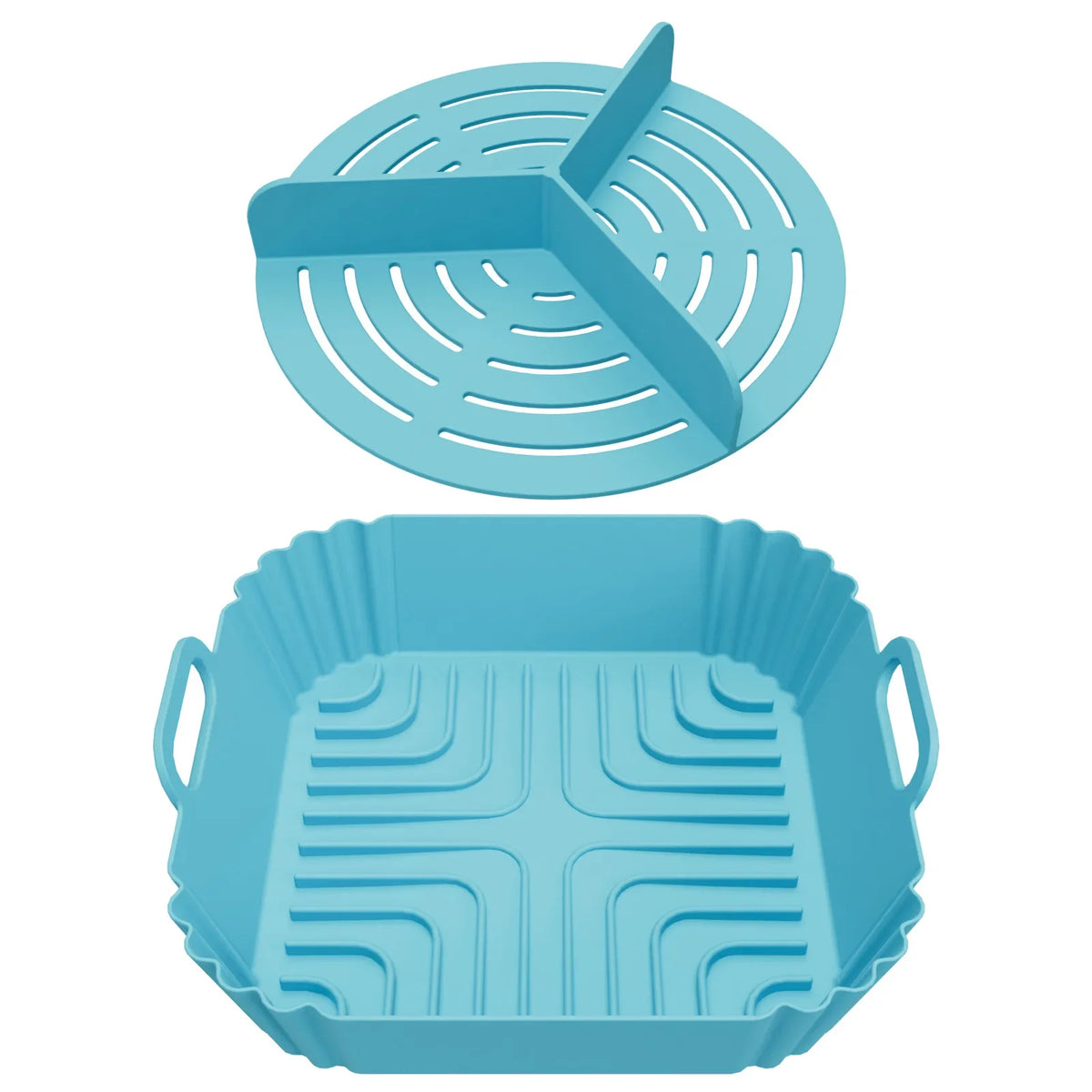 2-in-1 Silicone Air Fryer Liner with 3-Compartment Divider, Reusable Non-Stick 8.3-Inch Square for 6-8 Qt Air Fryers - product view 1