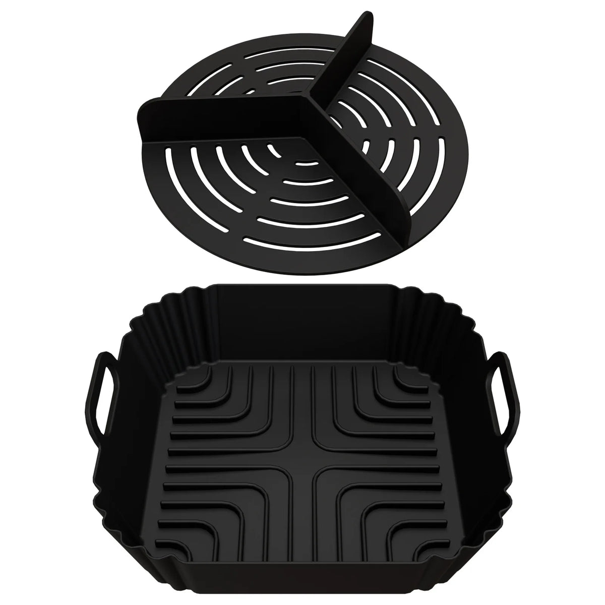 2-in-1 Silicone Air Fryer Liner with 3-Compartment Divider, Reusable Non-Stick 8.3-Inch Square for 6-8 Qt Air Fryers - product view 2