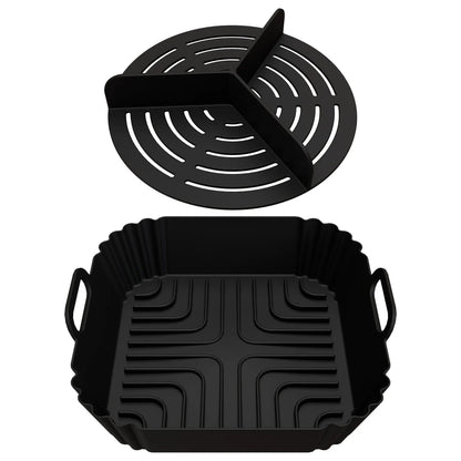 2-in-1 Silicone Air Fryer Liner with 3-Compartment Divider, Reusable Non-Stick 8.3-Inch Square for 6-8 Qt Air Fryers - product view 2