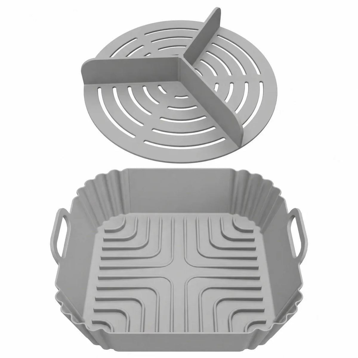 2-in-1 Silicone Air Fryer Liner with 3-Compartment Divider, Reusable Non-Stick 8.3-Inch Square for 6-8 Qt Air Fryers - product view 4