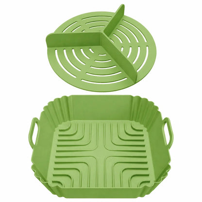 2-in-1 Silicone Air Fryer Liner with 3-Compartment Divider, Reusable Non-Stick 8.3-Inch Square for 6-8 Qt Air Fryers - product view 5