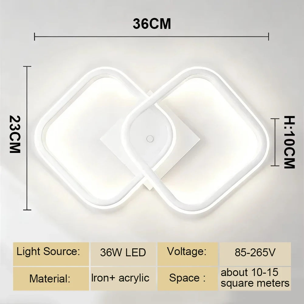 Modern LED Ceiling Light, Alloy and Acrylic Flush Mount, 90–260V AC, 3-Color Light for Bedroom and Dining Room - product view 1