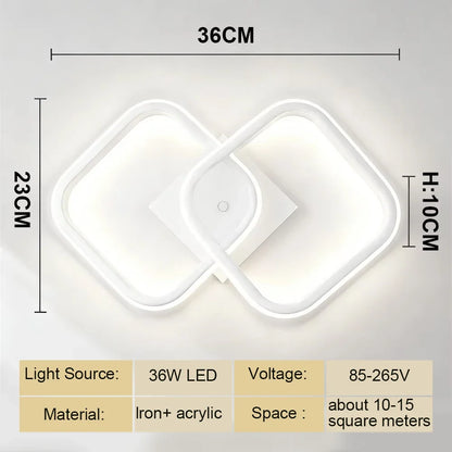 Modern LED Ceiling Light, Alloy and Acrylic Flush Mount, 90–260V AC, 3-Color Light for Bedroom and Dining Room - product view 1