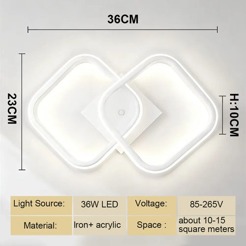 Modern LED Ceiling Light, Alloy and Acrylic Flush Mount, 90–260V AC, 3-Color Light for Bedroom and Dining Room - product view 1