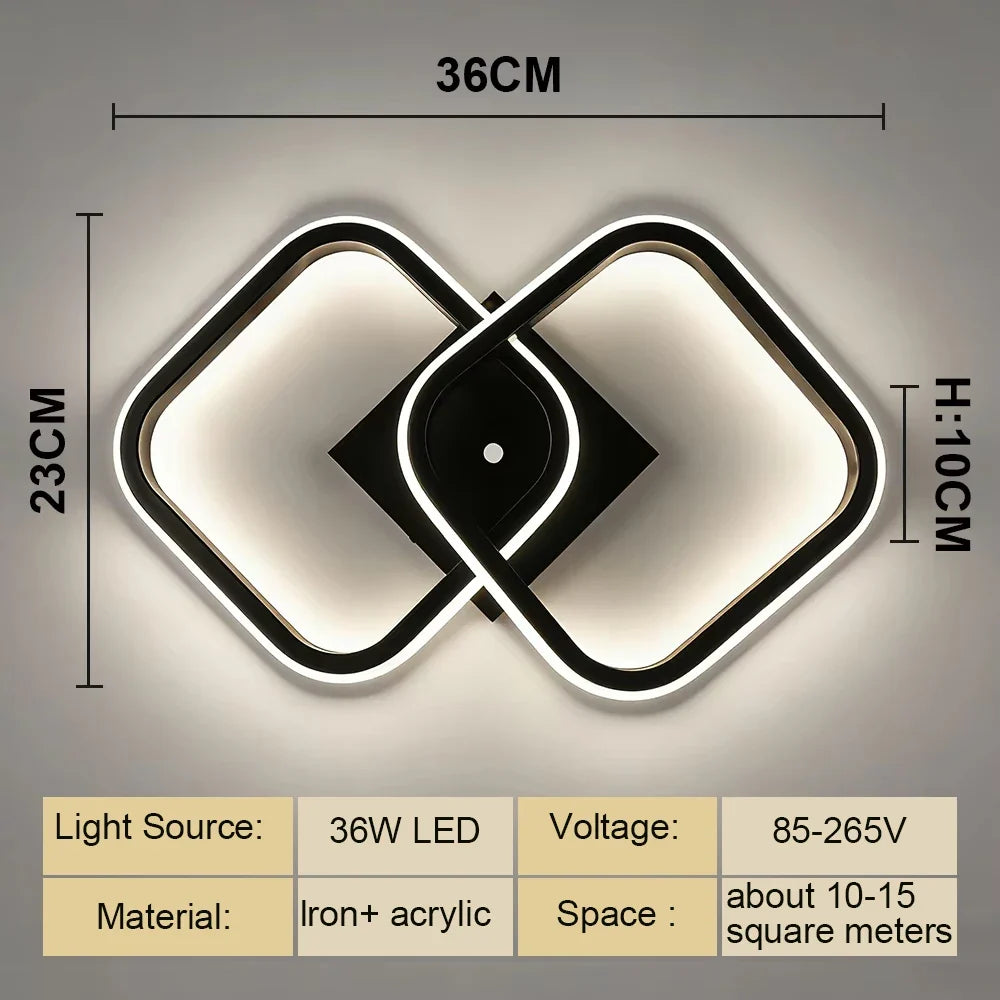 Modern LED Ceiling Light, Alloy and Acrylic Flush Mount, 90–260V AC, 3-Color Light for Bedroom and Dining Room - product view 3