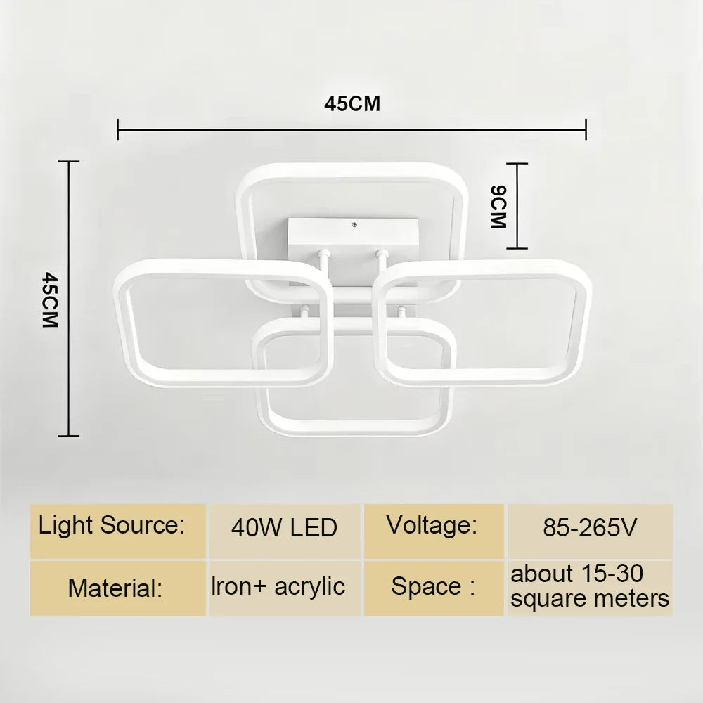 Modern LED Ceiling Light, Alloy and Acrylic Flush Mount, 90–260V AC, 3-Color Light for Bedroom and Dining Room - product view 5