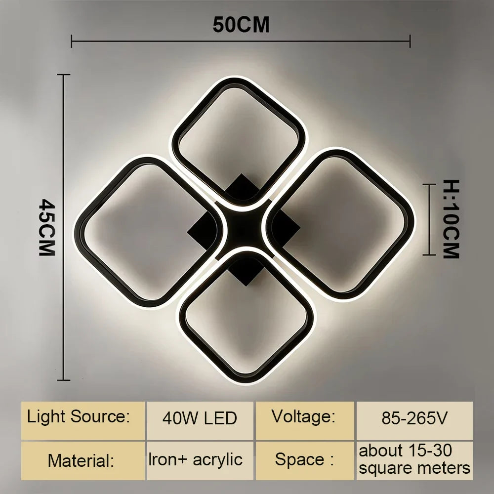 Modern LED Ceiling Light, Alloy and Acrylic Flush Mount, 90–260V AC, 3-Color Light for Bedroom and Dining Room - product view 6